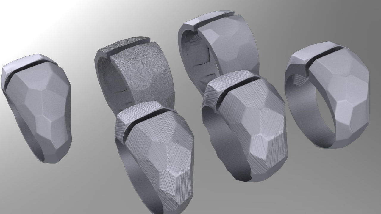 6 slightly different soccer ball skin gold ring 3D print model_1