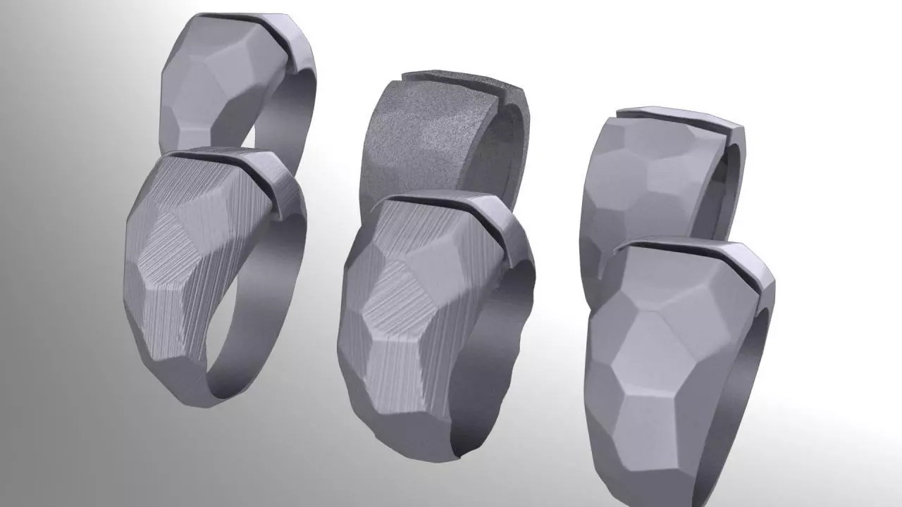 6 slightly different soccer ball skin gold ring 3D print model_0