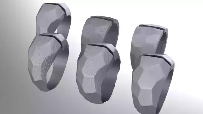 6 slightly different soccer ball skin gold ring 3D print model