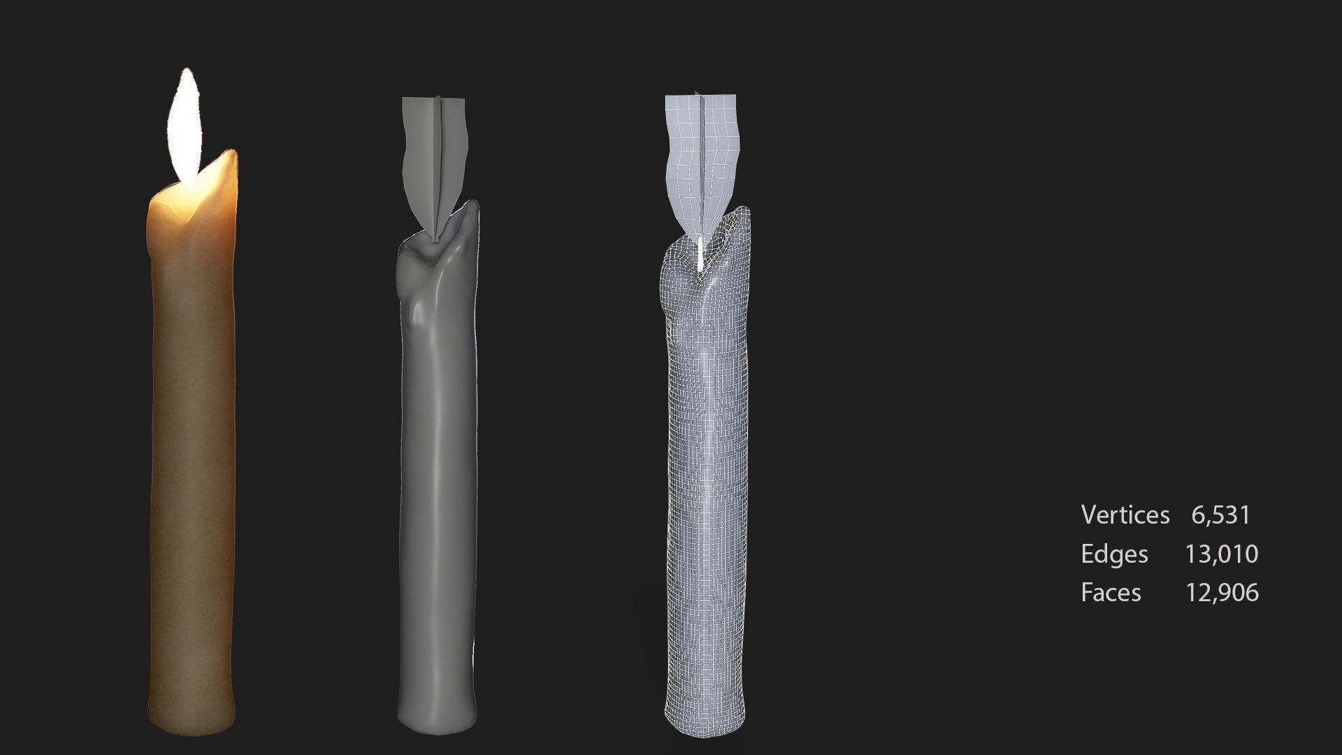 16 candle 8holders low poly 3D model_11