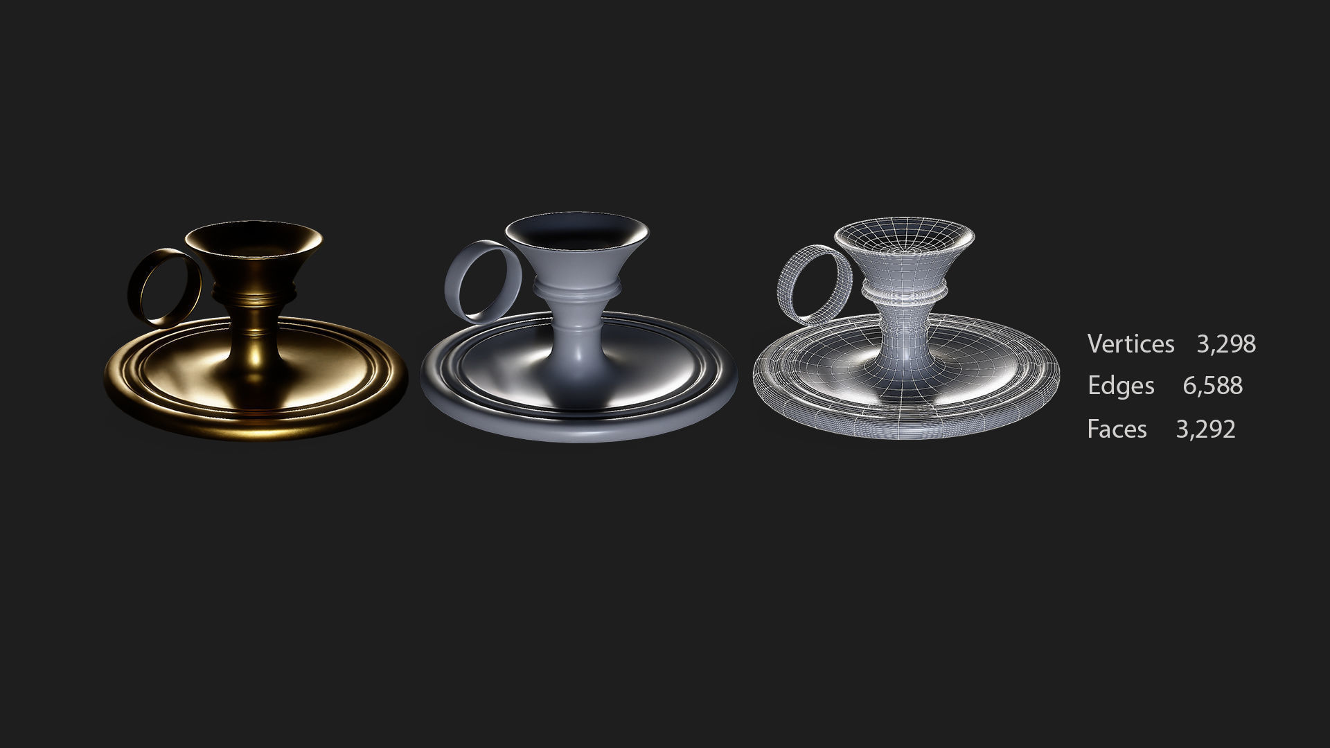 16 candle 8holders low poly 3D model_20