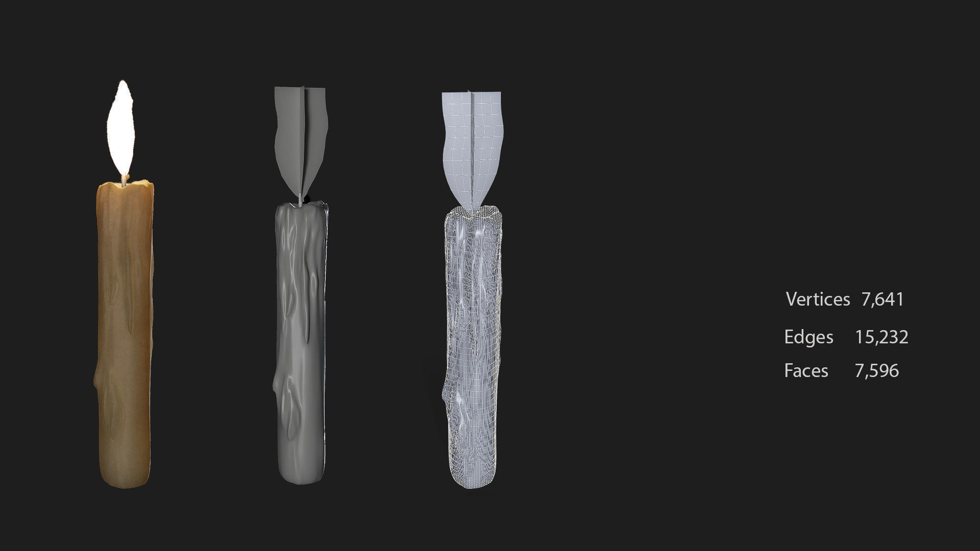 16 candle 8holders low poly 3D model_3