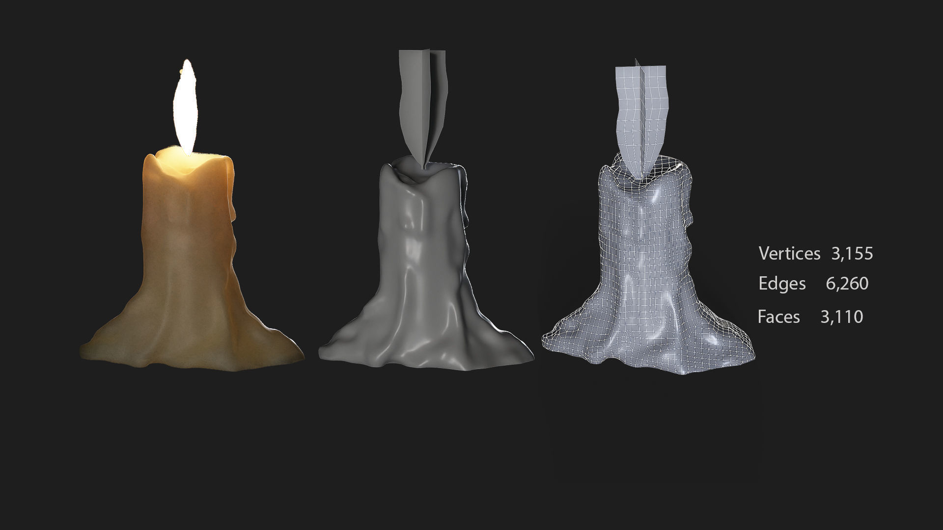 16 candle 8holders low poly 3D model_8