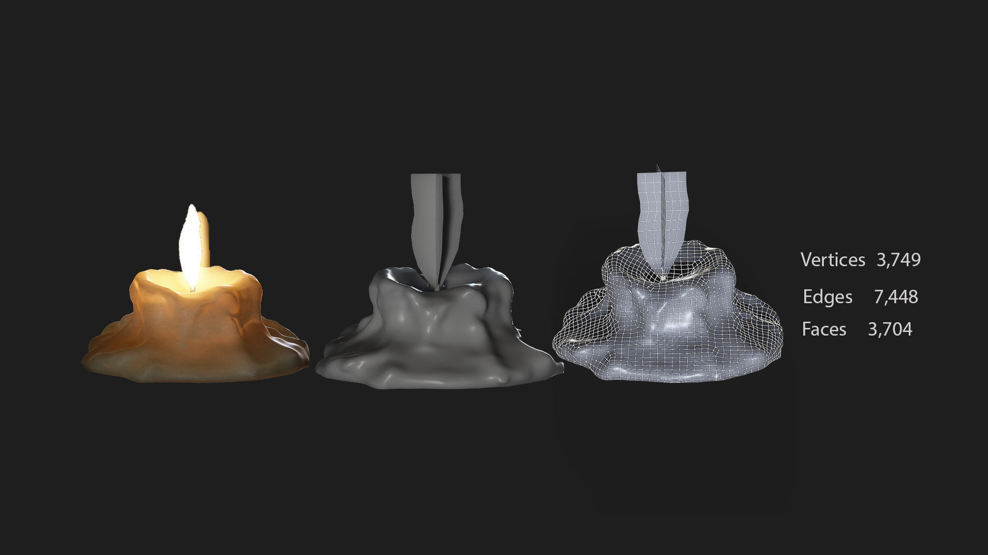 16 candle 8holders low poly 3D model_7