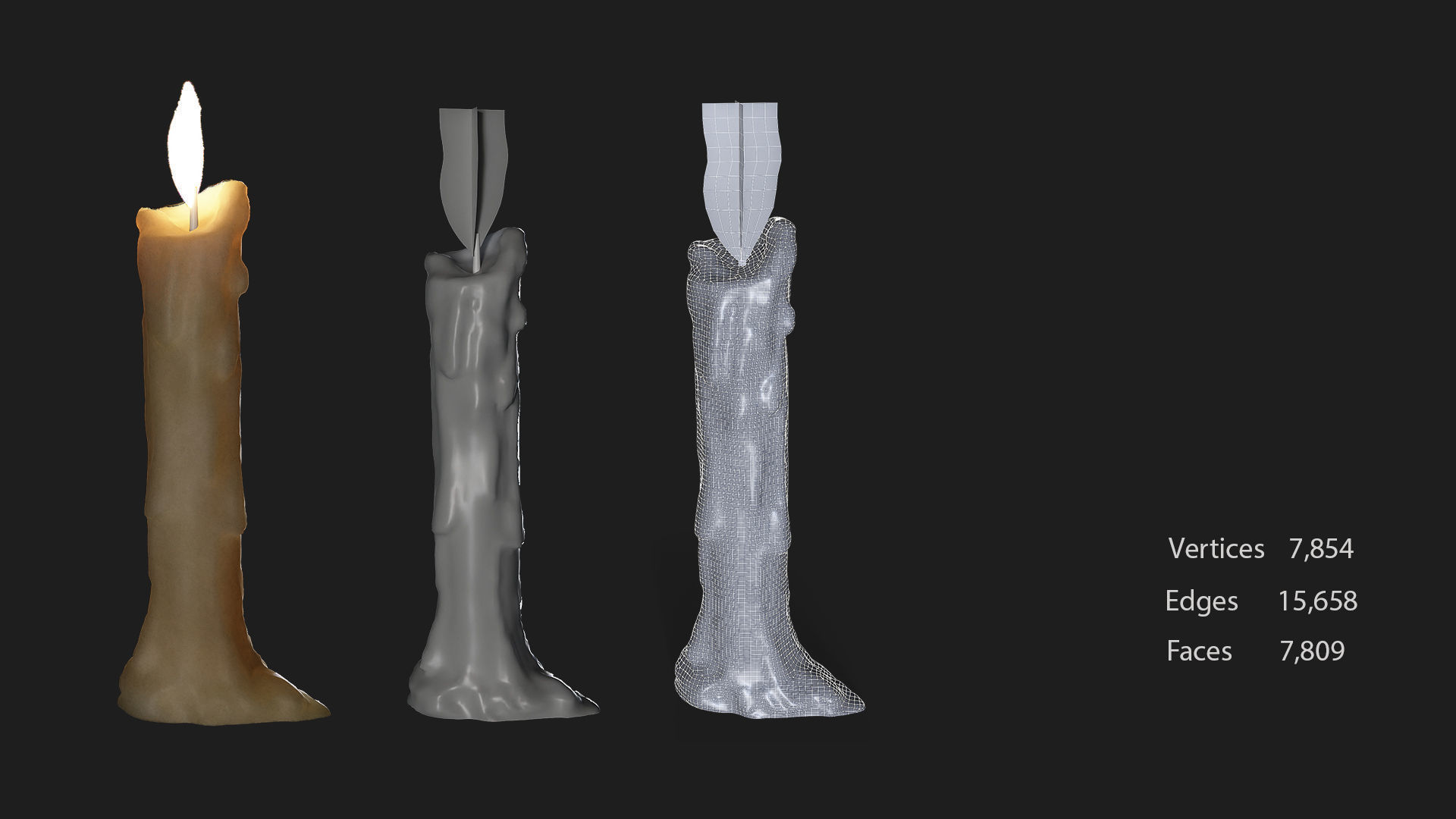 16 candle 8holders low poly 3D model_12