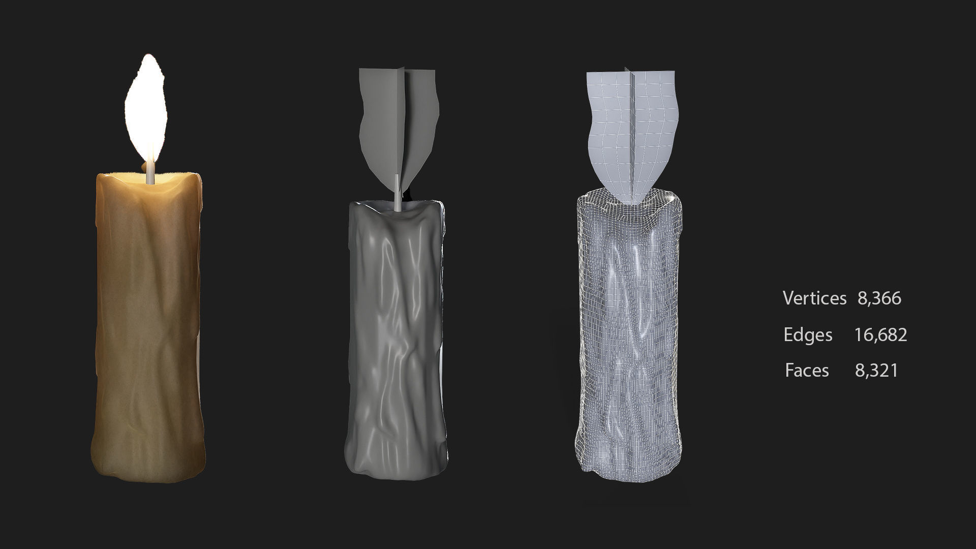 16 candle 8holders low poly 3D model_4