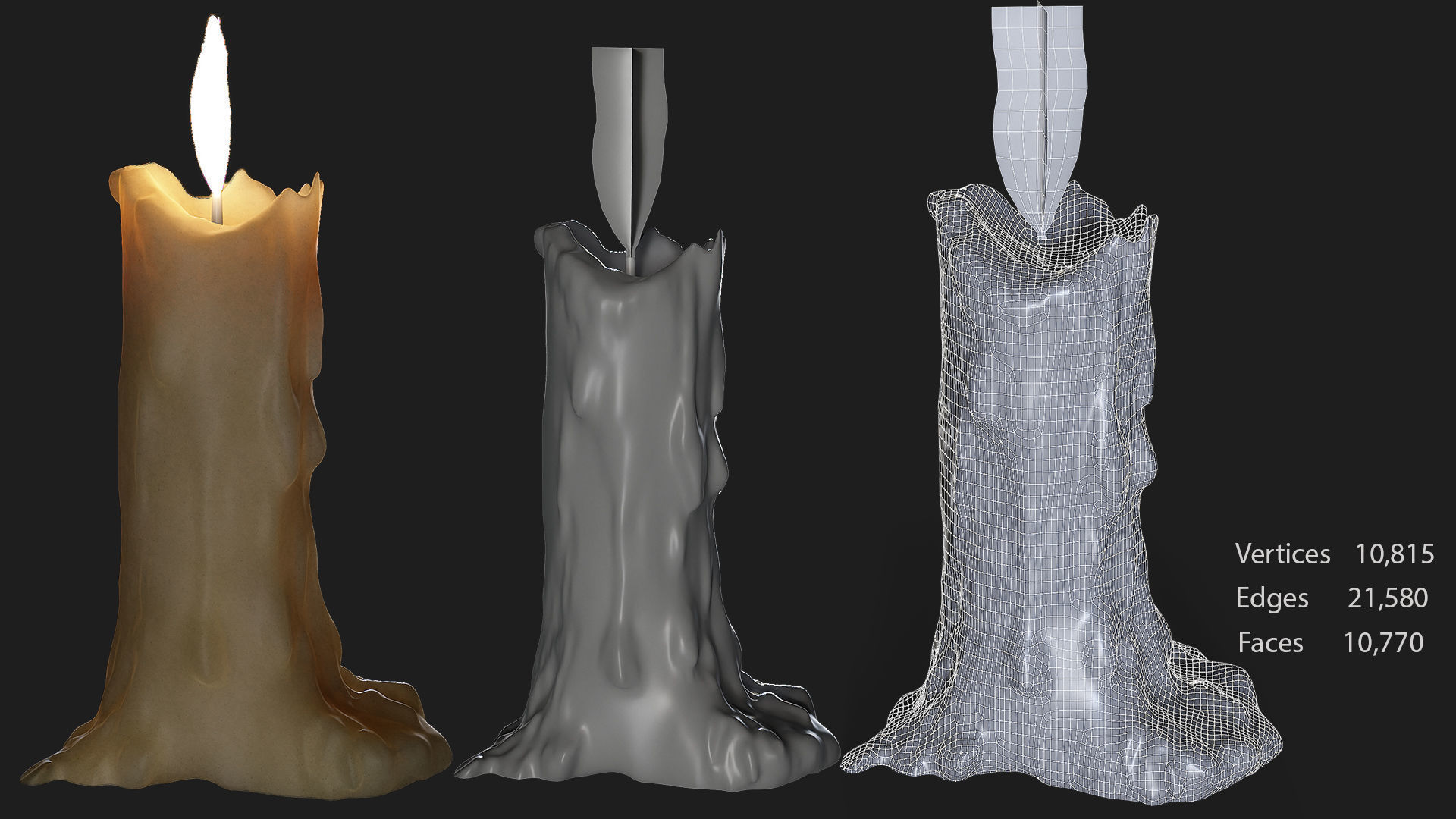 16 candle 8holders low poly 3D model_9