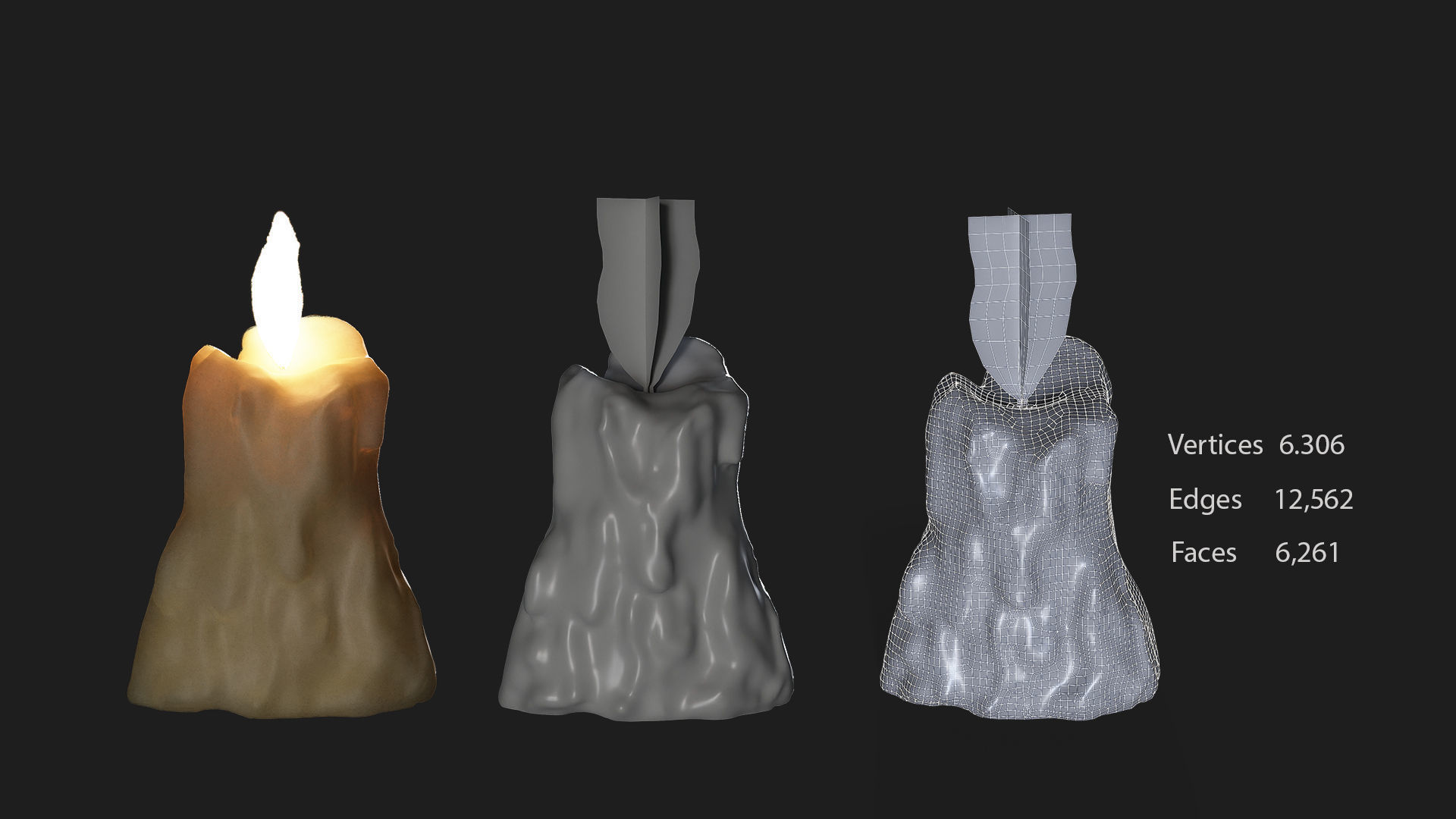 16 candle 8holders low poly 3D model_5