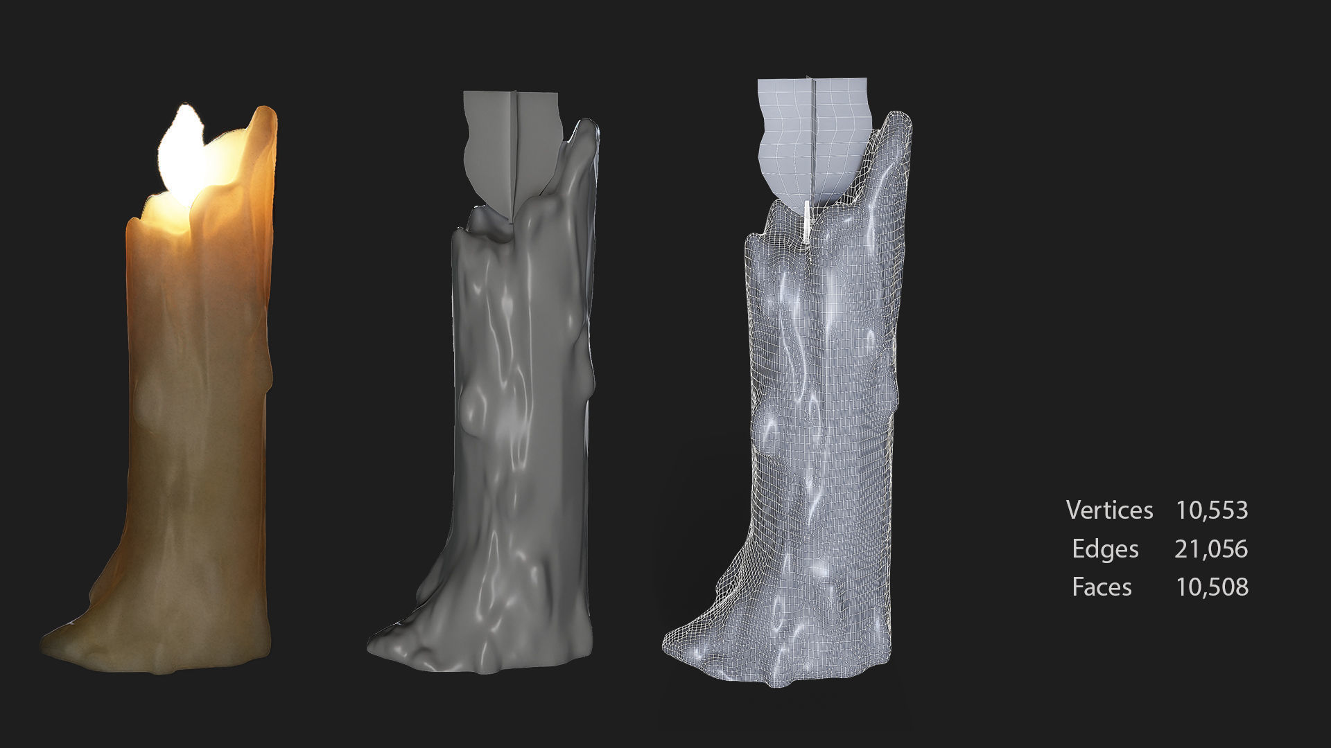 16 candle 8holders low poly 3D model_10