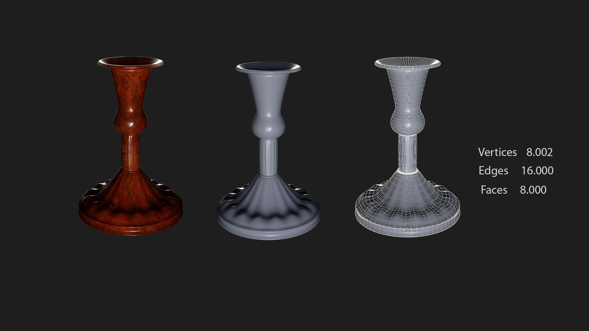 16 candle 8holders low poly 3D model_21