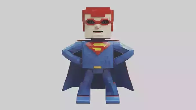 Voxel Superhero 1 Low-poly 3D model