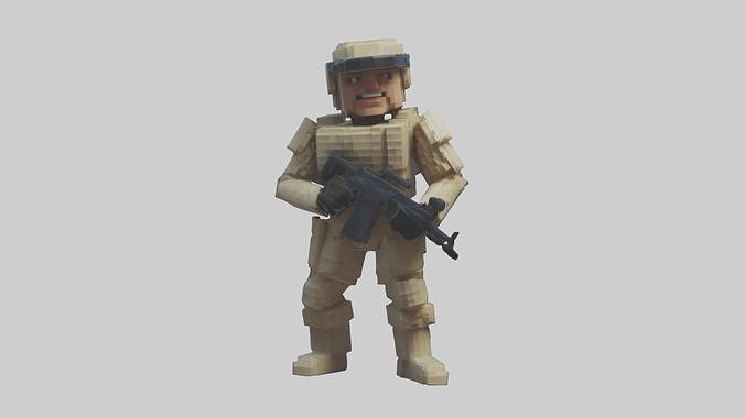 Voxel Soldier 1 Low-poly 3D model
