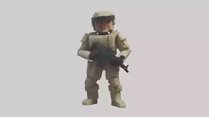 Voxel Soldier 1 Low-poly 3D model