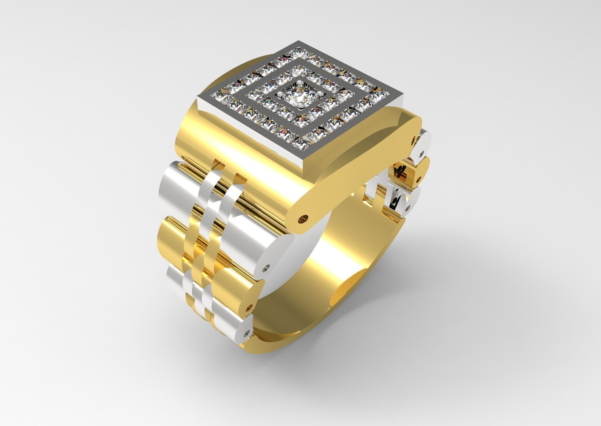 Luxury man Rolex design diamond ring model ror0032 3D print model_18