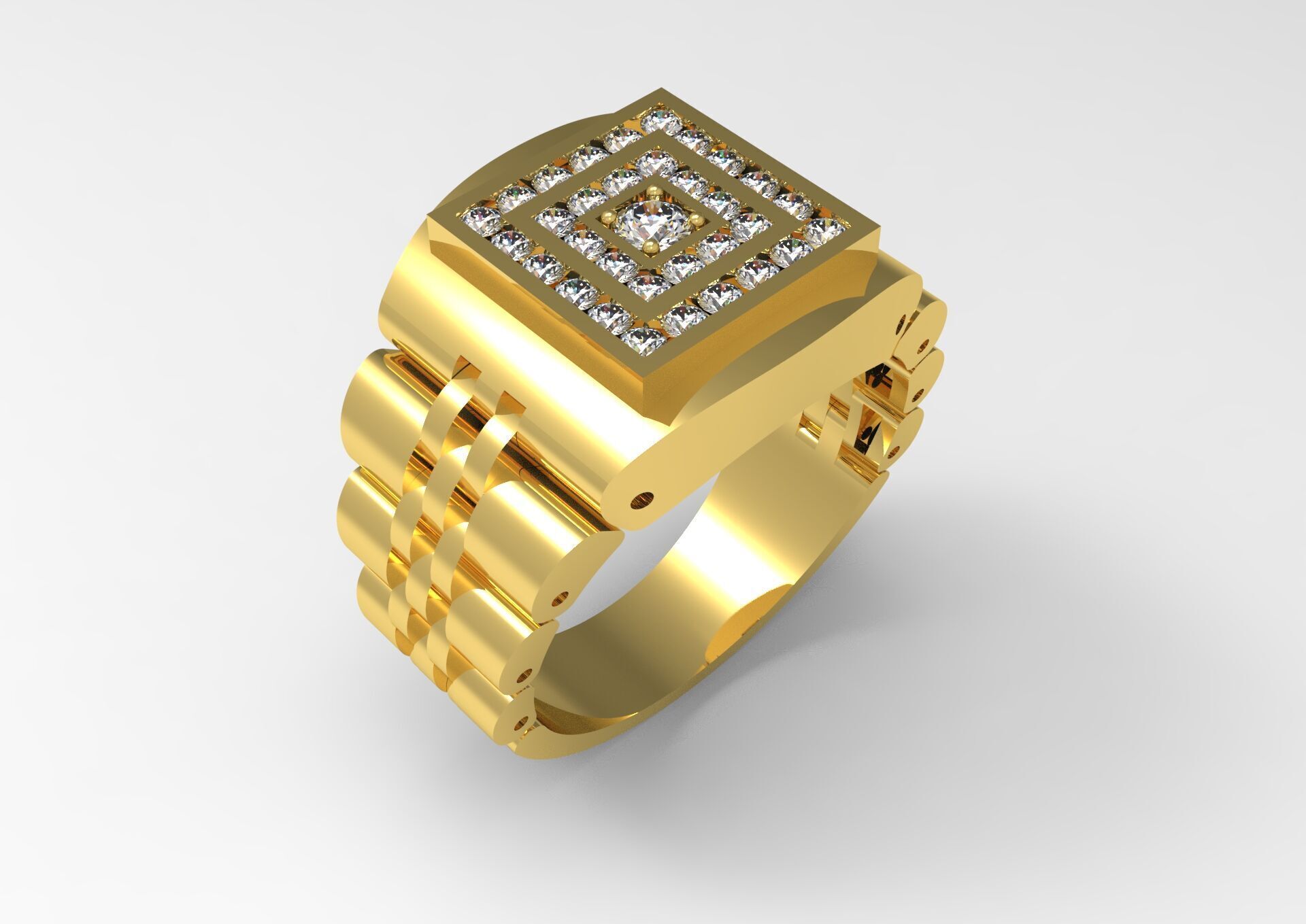 Luxury man Rolex design diamond ring model ror0032 3D print model_17