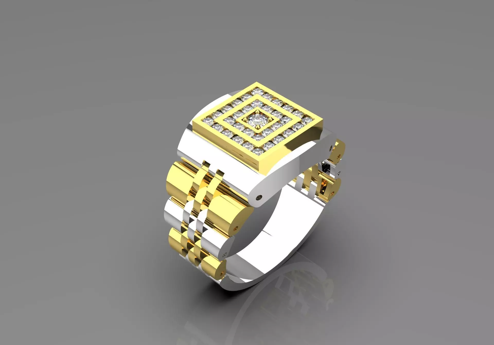 Luxury man Rolex design diamond ring model ror0032 3D print model_0