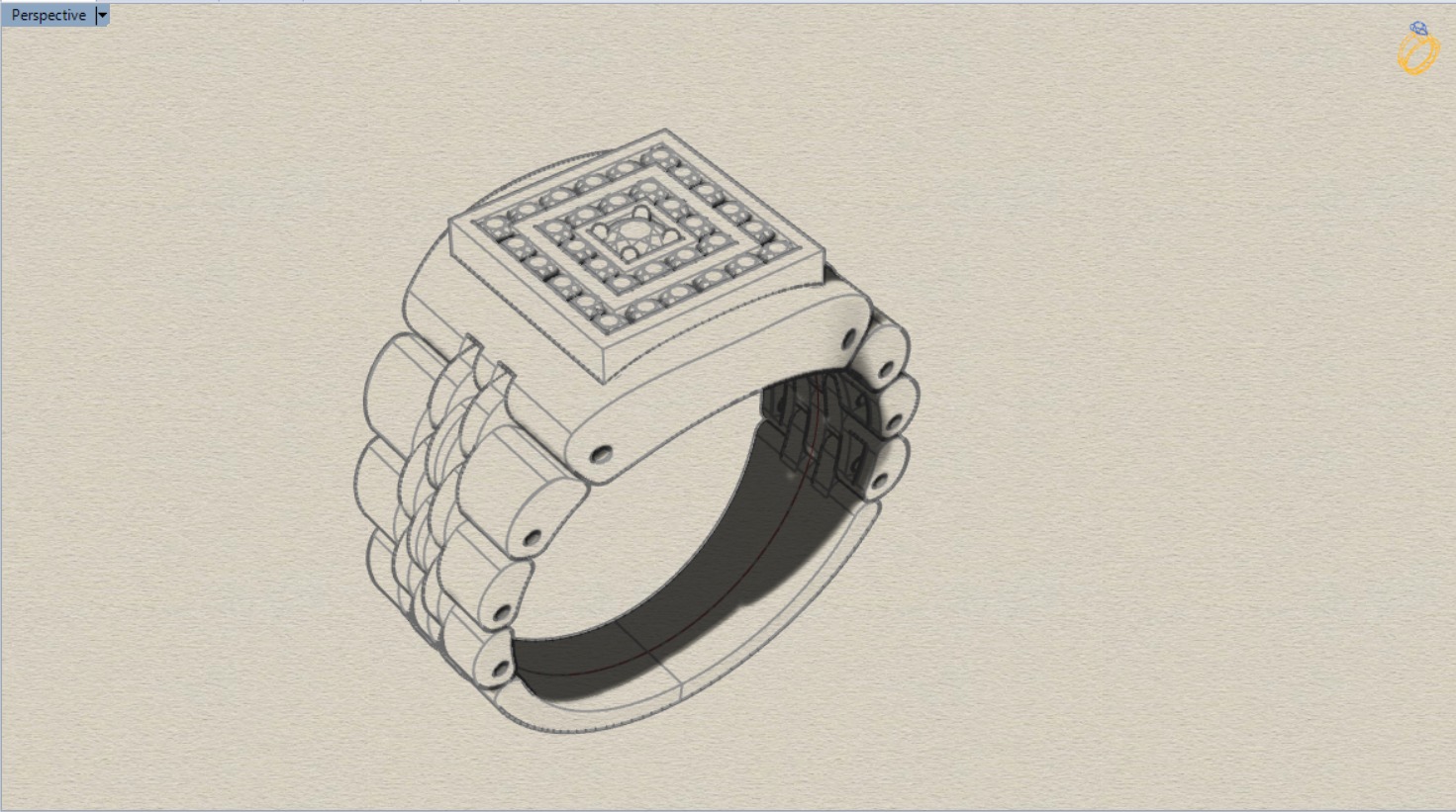 Luxury man Rolex design diamond ring model ror0032 3D print model_12