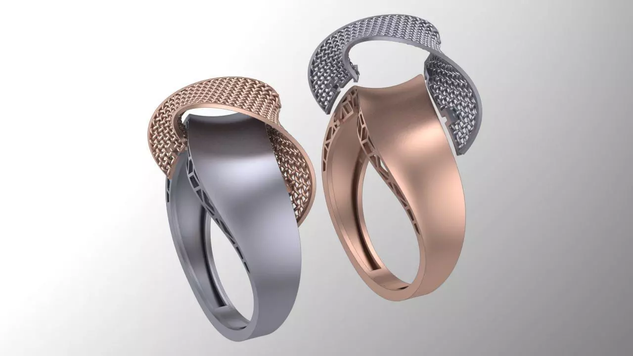 3rd 2 piece facet fusion gold ring 3D print model_0