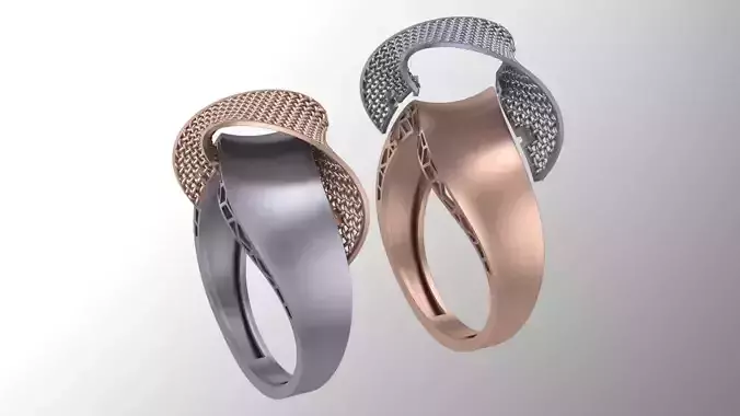 3rd 2 piece facet fusion gold ring 3D print model