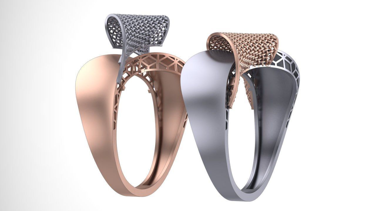 3rd 2 piece facet fusion gold ring 3D print model_2