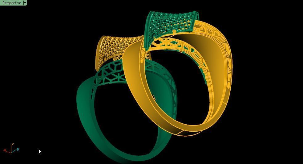 3rd 2 piece facet fusion gold ring 3D print model_4