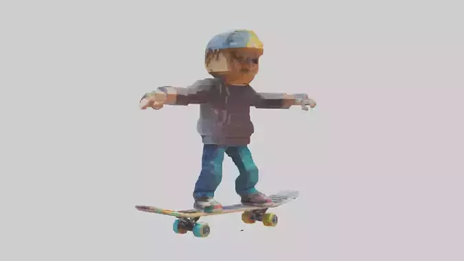 Voxel Skateboarder 1 Low-poly 3D model