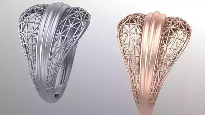 Net grid fusion gold ring