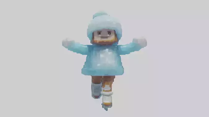 Voxel Ice Cream and Ice Skater Model Set