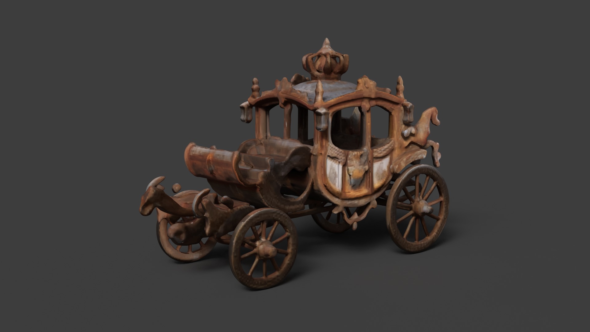 Chinese ancient carriage figure  Low-poly 3D model_6
