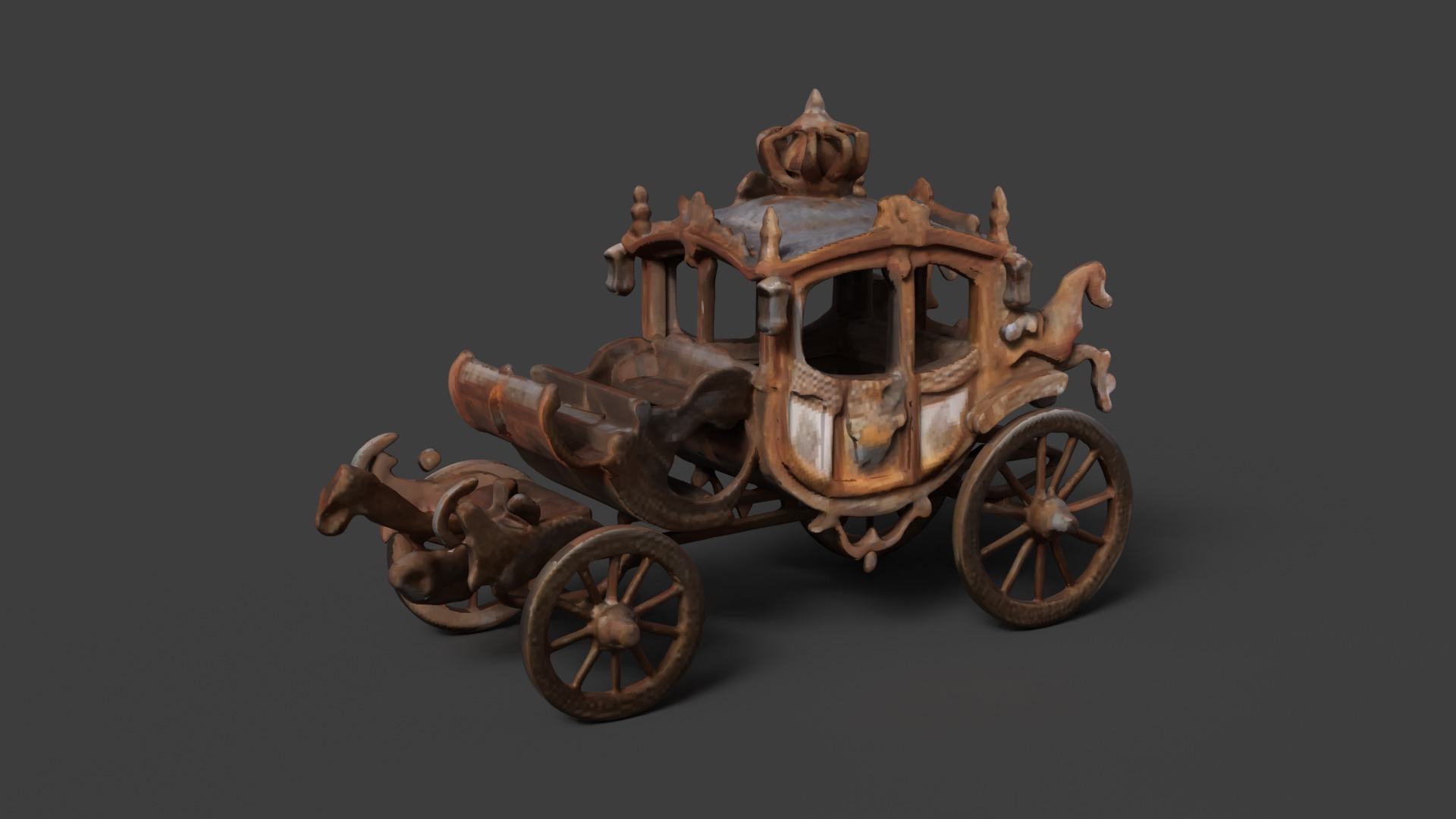 Chinese ancient carriage figure  Low-poly 3D model_3