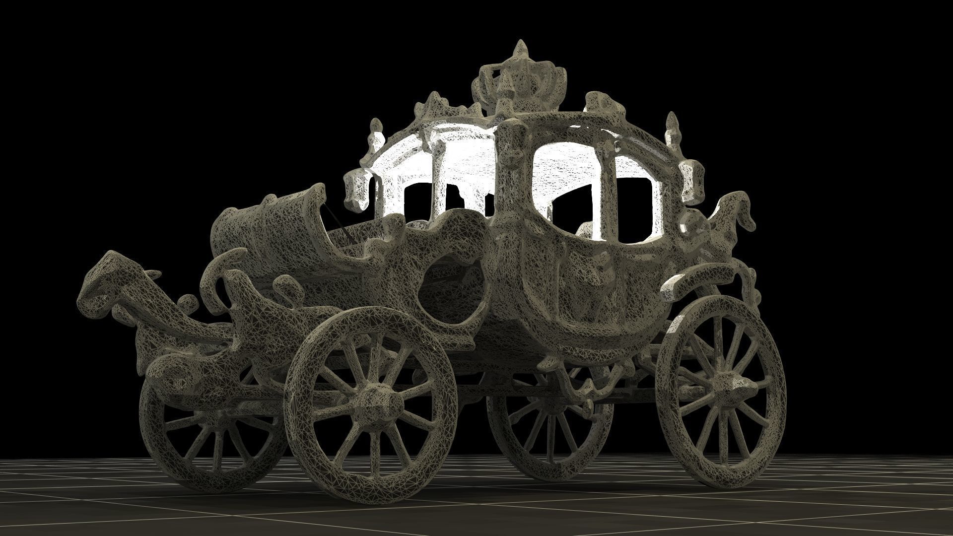 Chinese ancient carriage figure  Low-poly 3D model_7