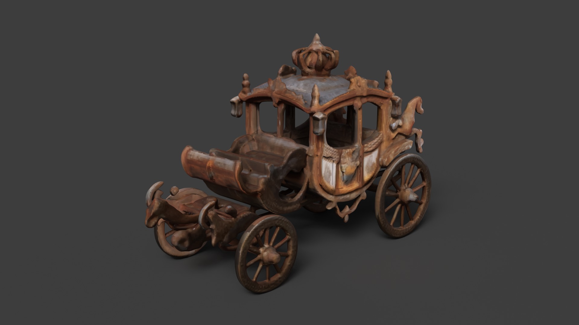 Chinese ancient carriage figure  Low-poly 3D model_2