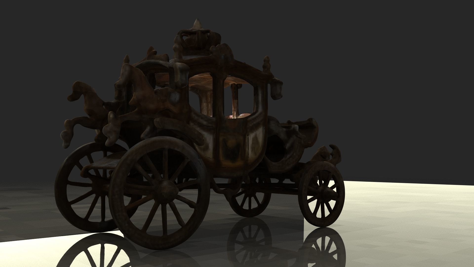 Chinese ancient carriage figure  Low-poly 3D model_10