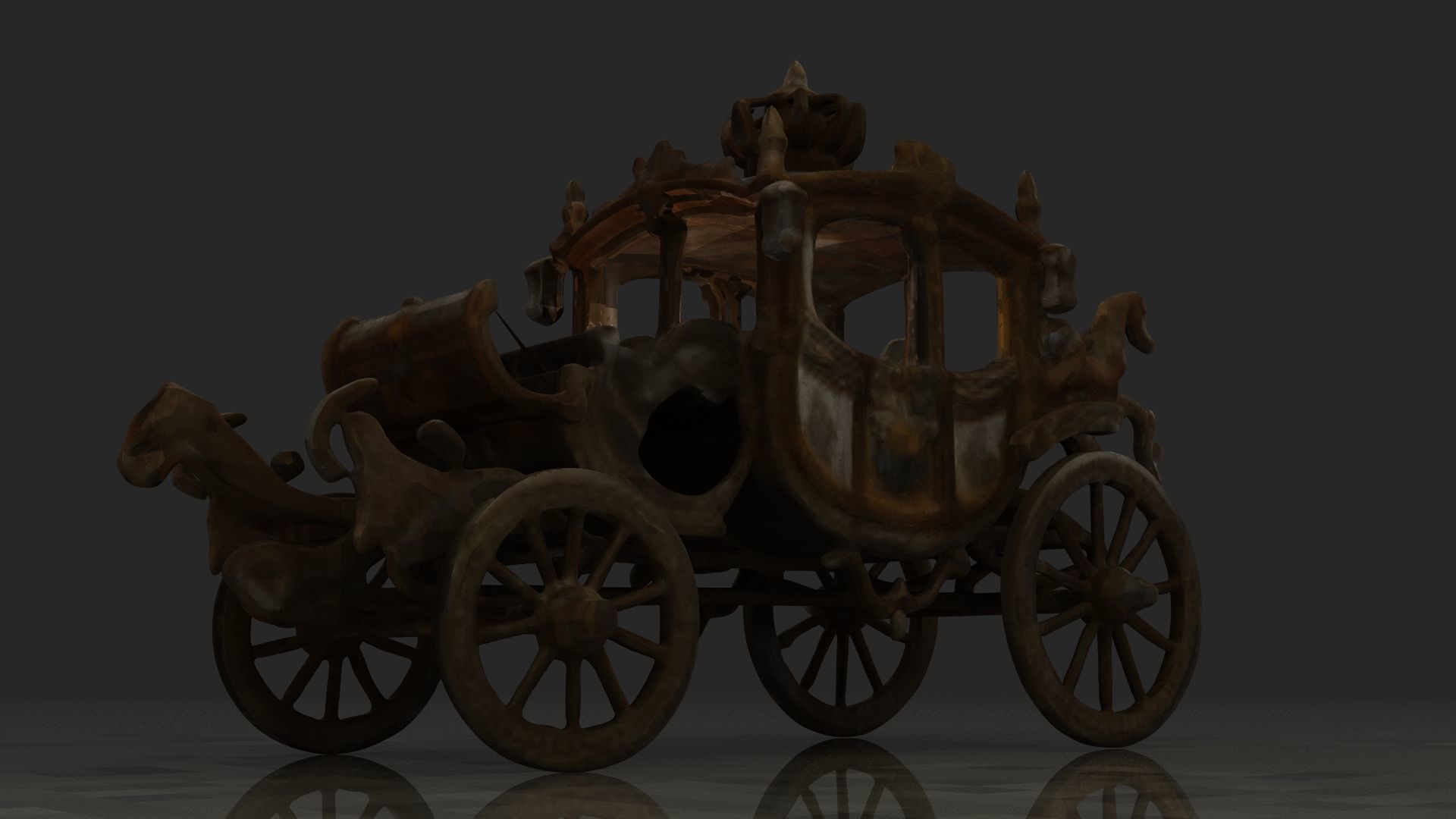 Chinese ancient carriage figure  Low-poly 3D model_8