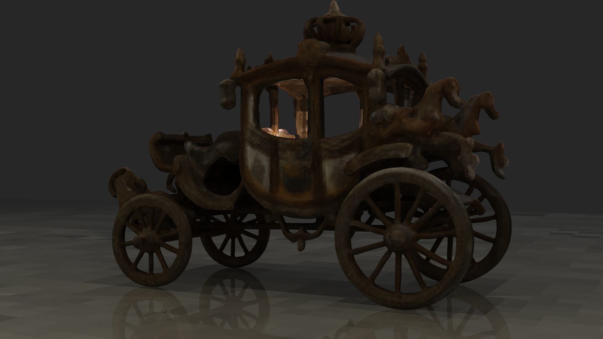 Chinese ancient carriage figure  Low-poly 3D model_11
