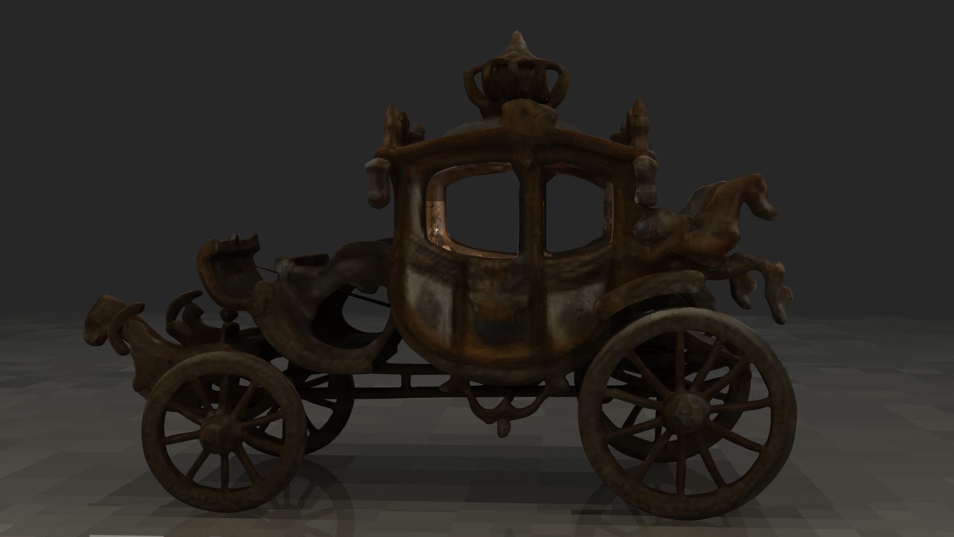 Chinese ancient carriage figure  Low-poly 3D model_9