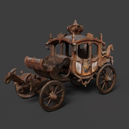 Chinese ancient carriage figure  Low-poly 3D model
