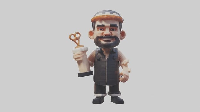 Voxel Barber 1 Low-poly 3D model