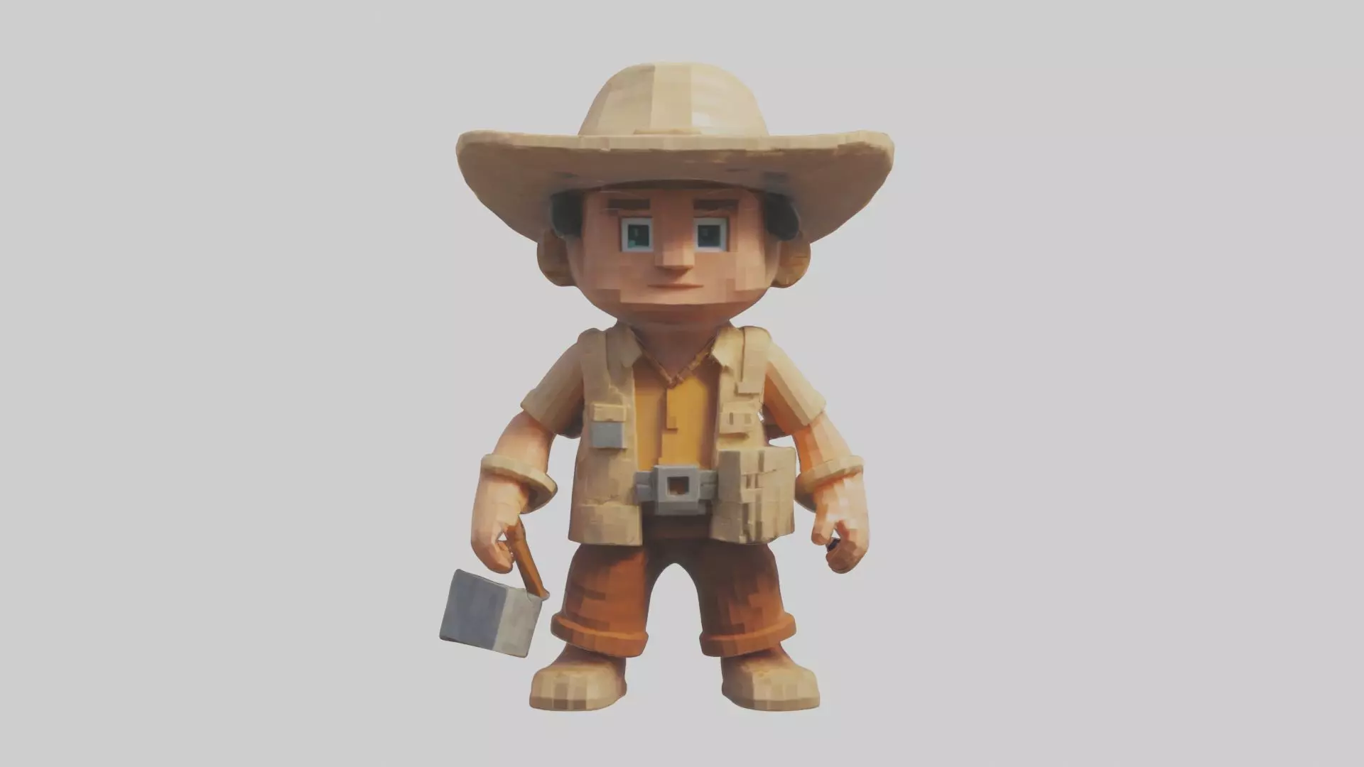 Voxel Archaeologist 1 Low-poly 3D model_0