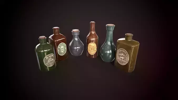 Vintage Glass Bottles Set 