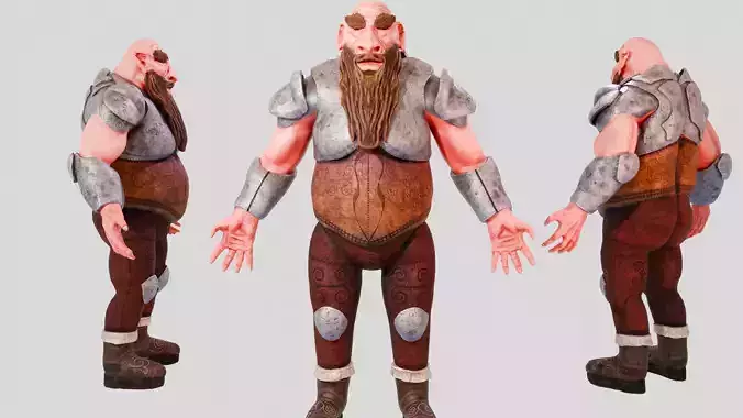 Dwarf Warrior Character I High-Quality Game-Ready 3D Model