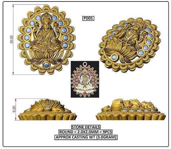 Laxmi Pendant  3D model