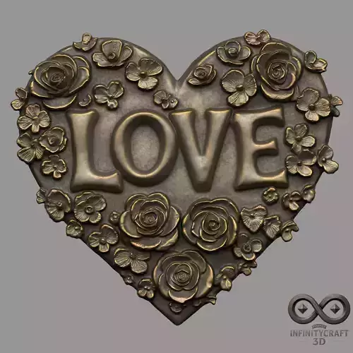 Blossom of Love Relief STL file for 3d Printing or CNC