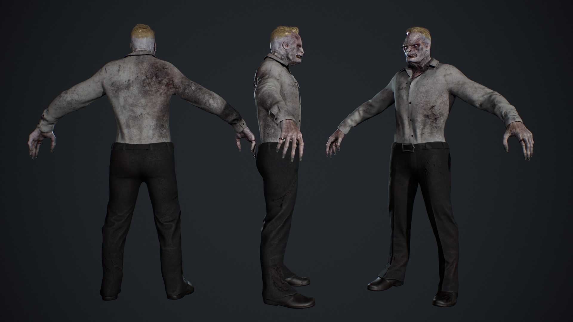 Office Zombie Low-poly 3D model_4