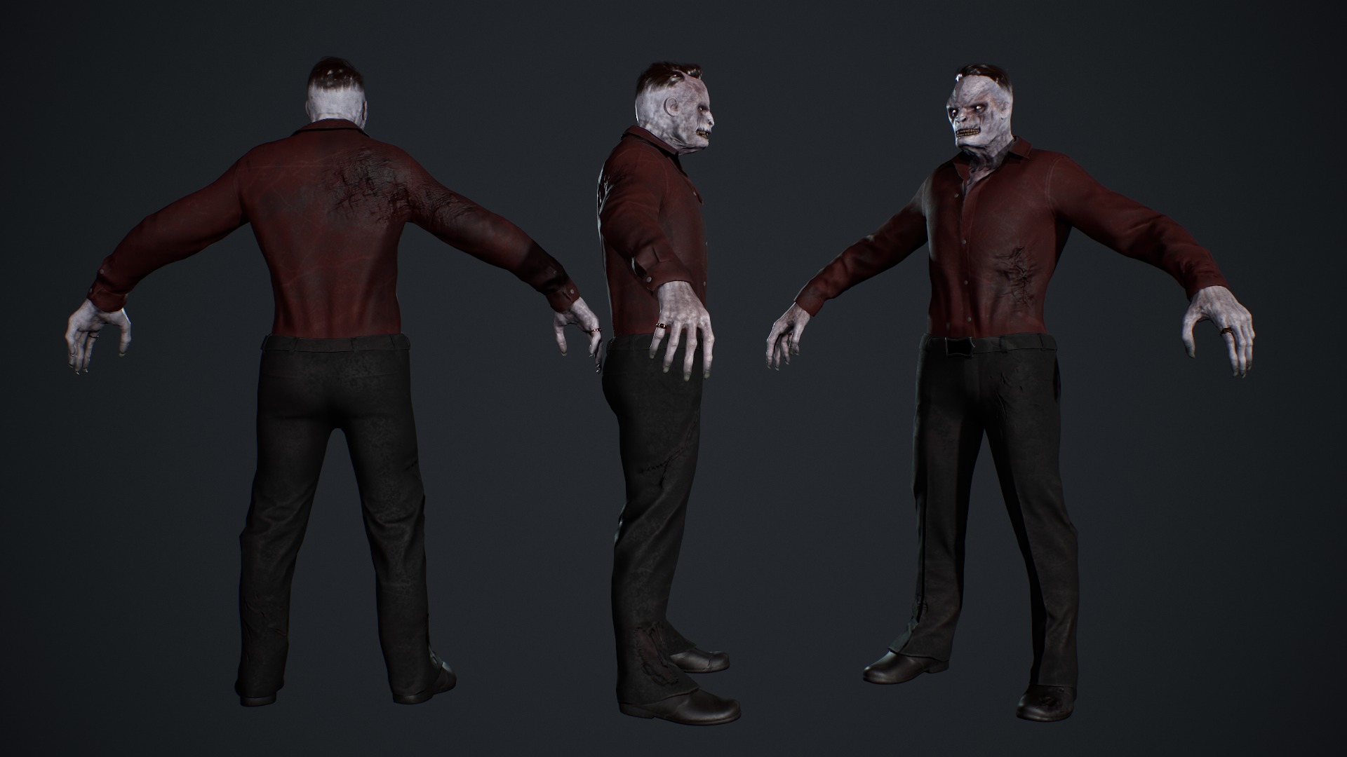 Office Zombie Low-poly 3D model_6