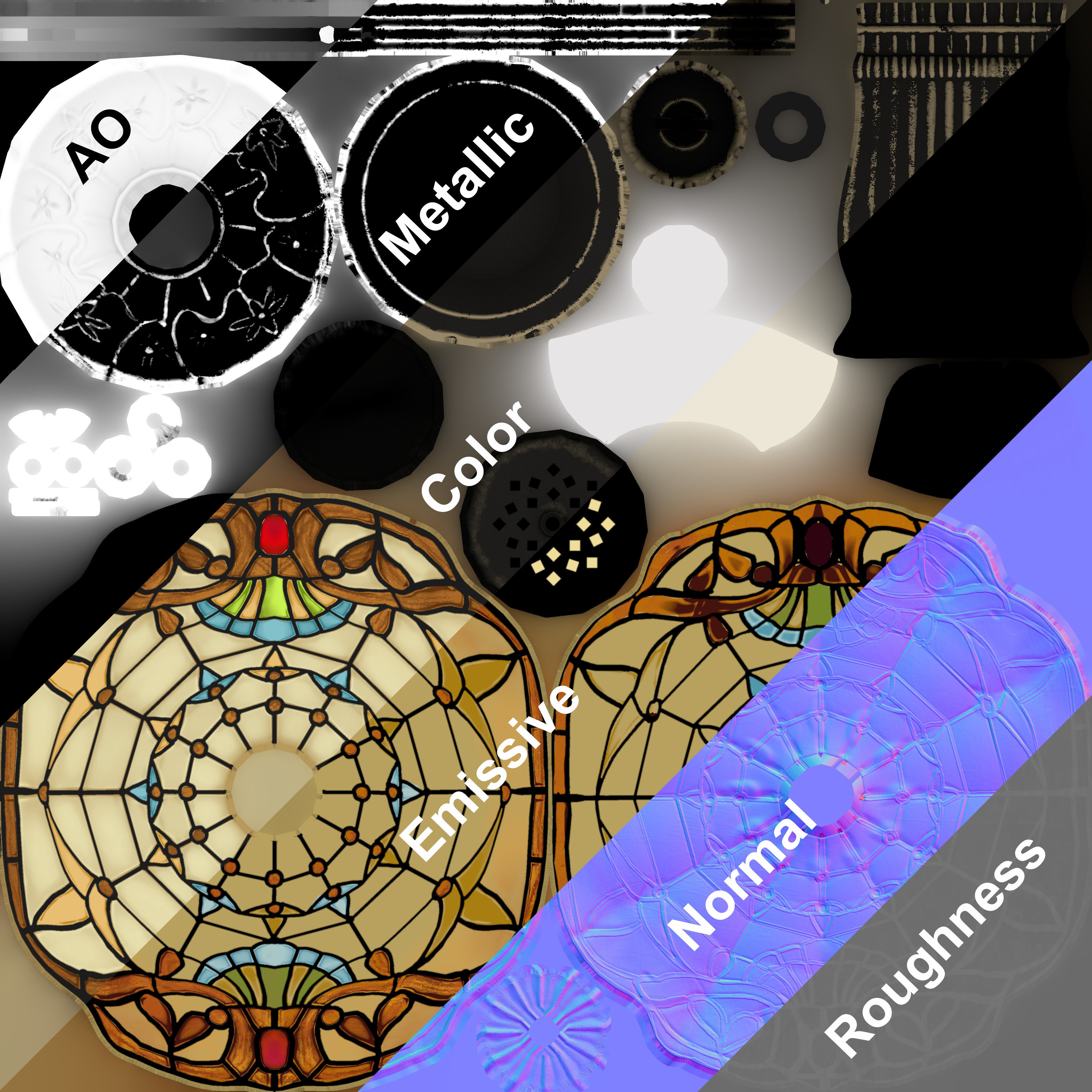 Lowpoly Nouveau Lamp Low-poly 3D model_14