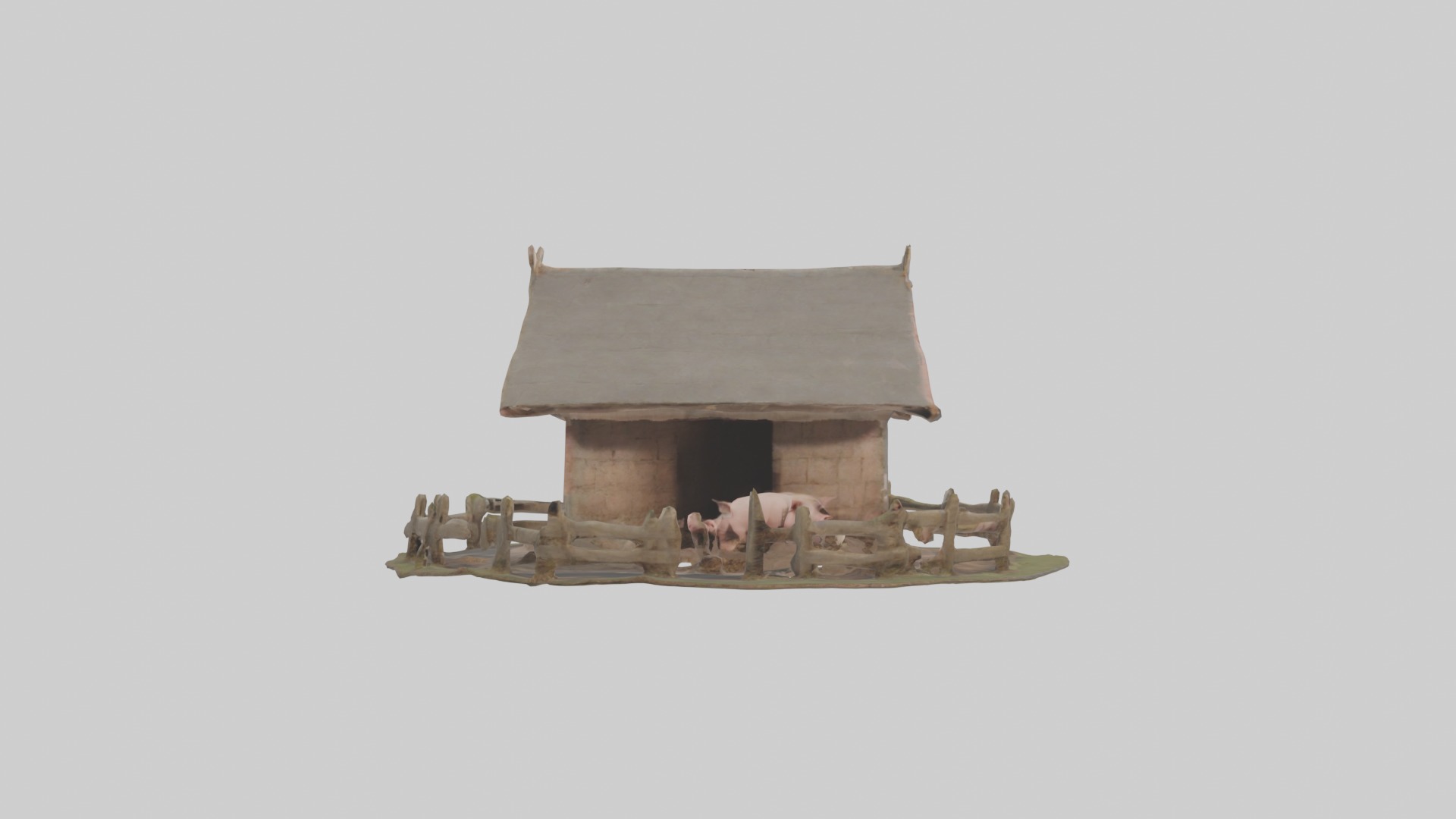 Pigsty Model Low-poly 3D model_7