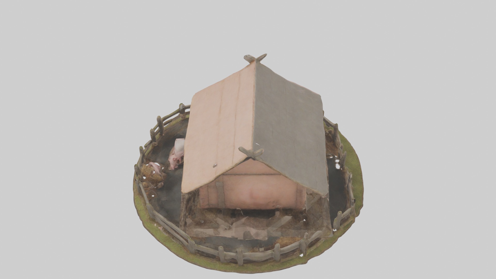 Pigsty Model Low-poly 3D model_9