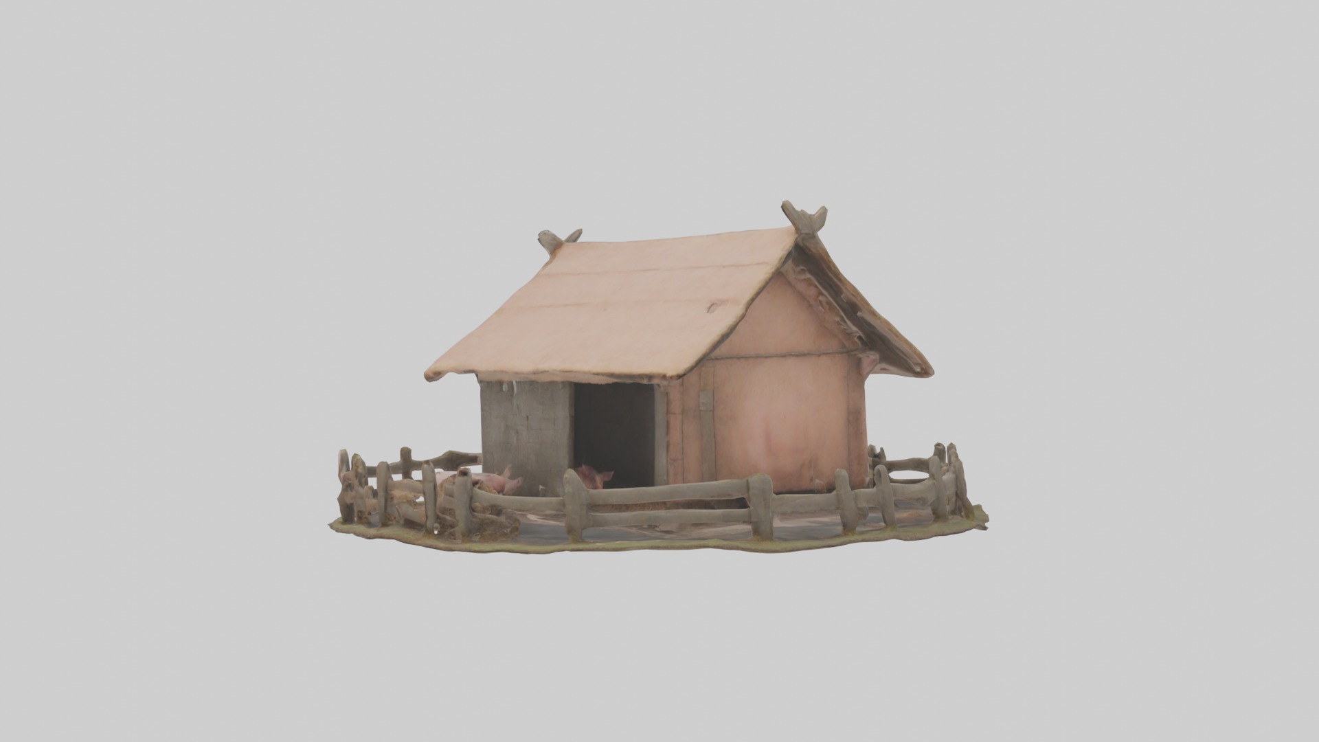 Pigsty Model Low-poly 3D model_1