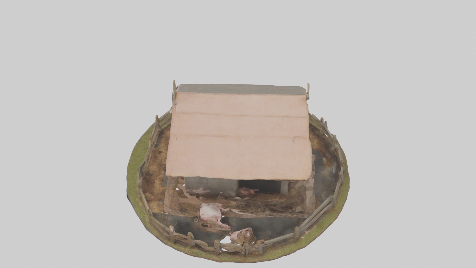 Pigsty Model Low-poly 3D model_11